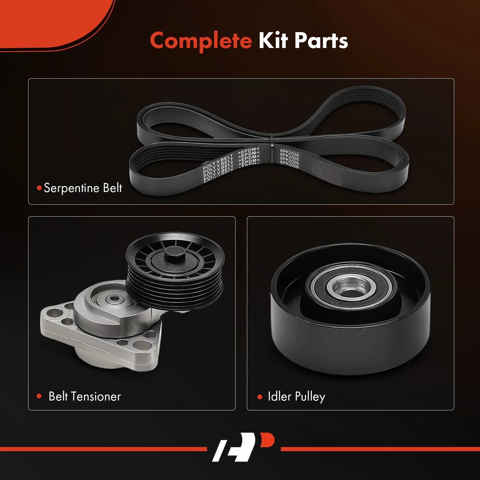 3X Serpentine Belt Drive Component Kit for Chevrolet Corvette (2005-2013)