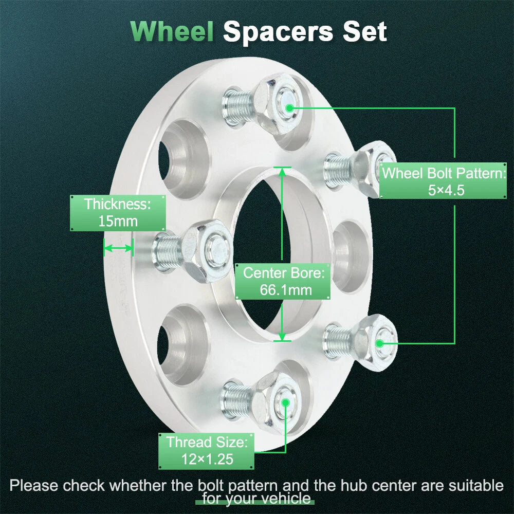 Set of 4 Wheel Spacers 15mm for Nissan 370Z Altima (2009–2020)