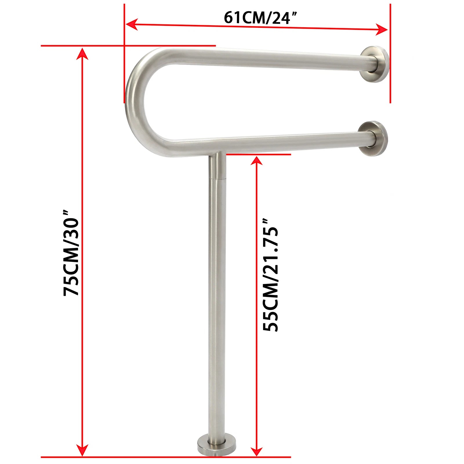 24" Stainless Steel Grab Bars for Toilet (Universal Fit)