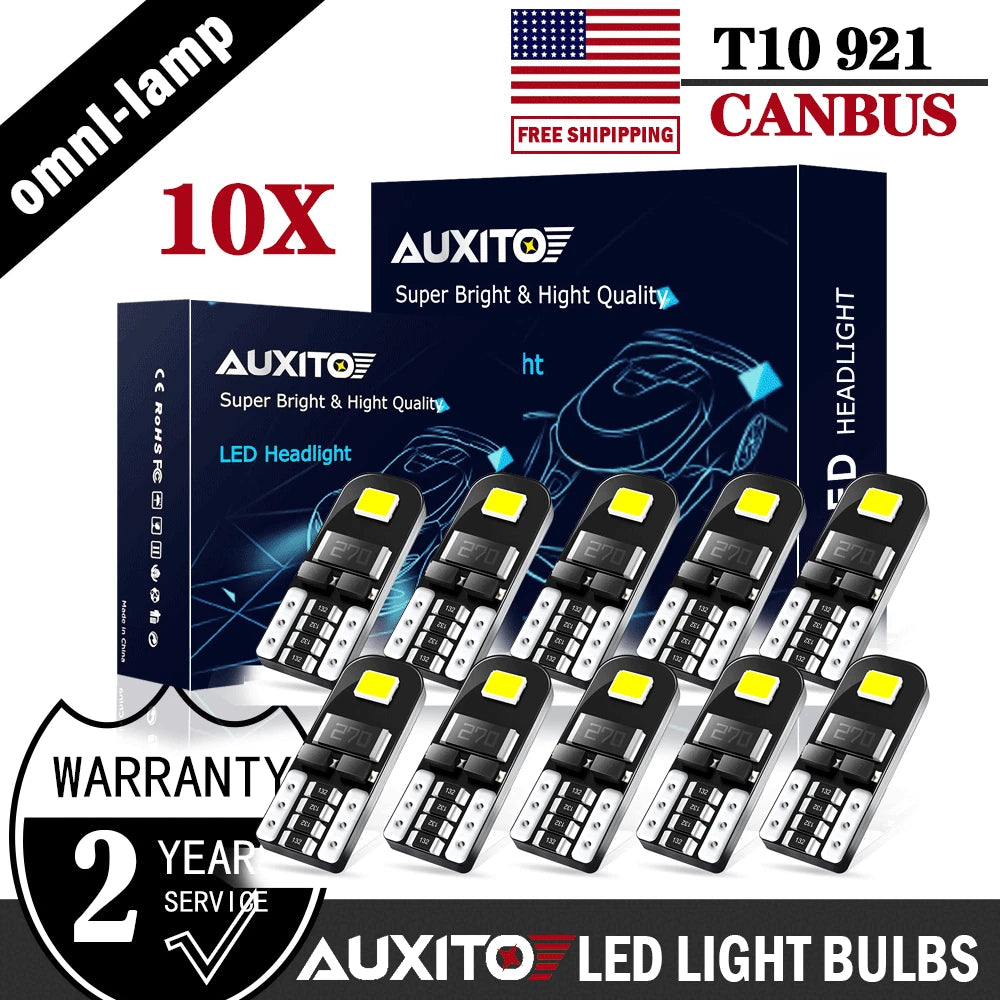 10X T10 LED License Plate Light Bulb for Universal Fit (6000K)