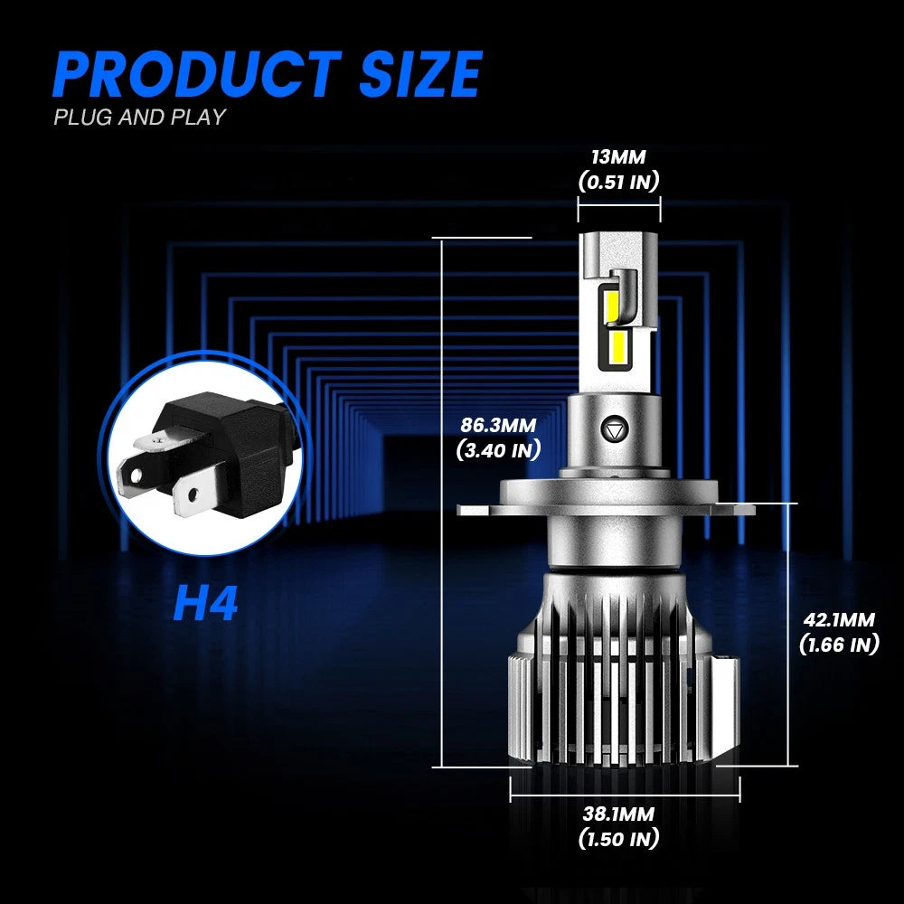 2X NOVSIGHT 9003 H4 LED Headlight Bulbs Kit 100W 20000LM (High Low Beam)