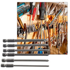 Set of 6 Magnetic Screwdriver Bits 1/4" 100mm Long