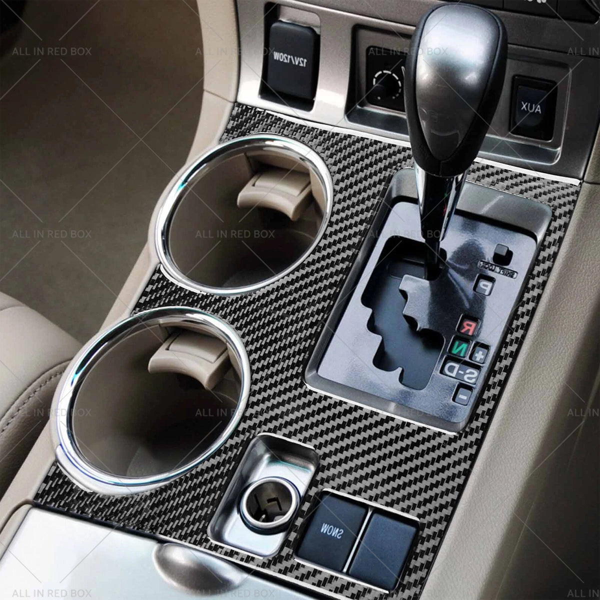 2pcs Carbon Fiber Gear Shift Console Trim for Toyota Kluger (2008–2013)