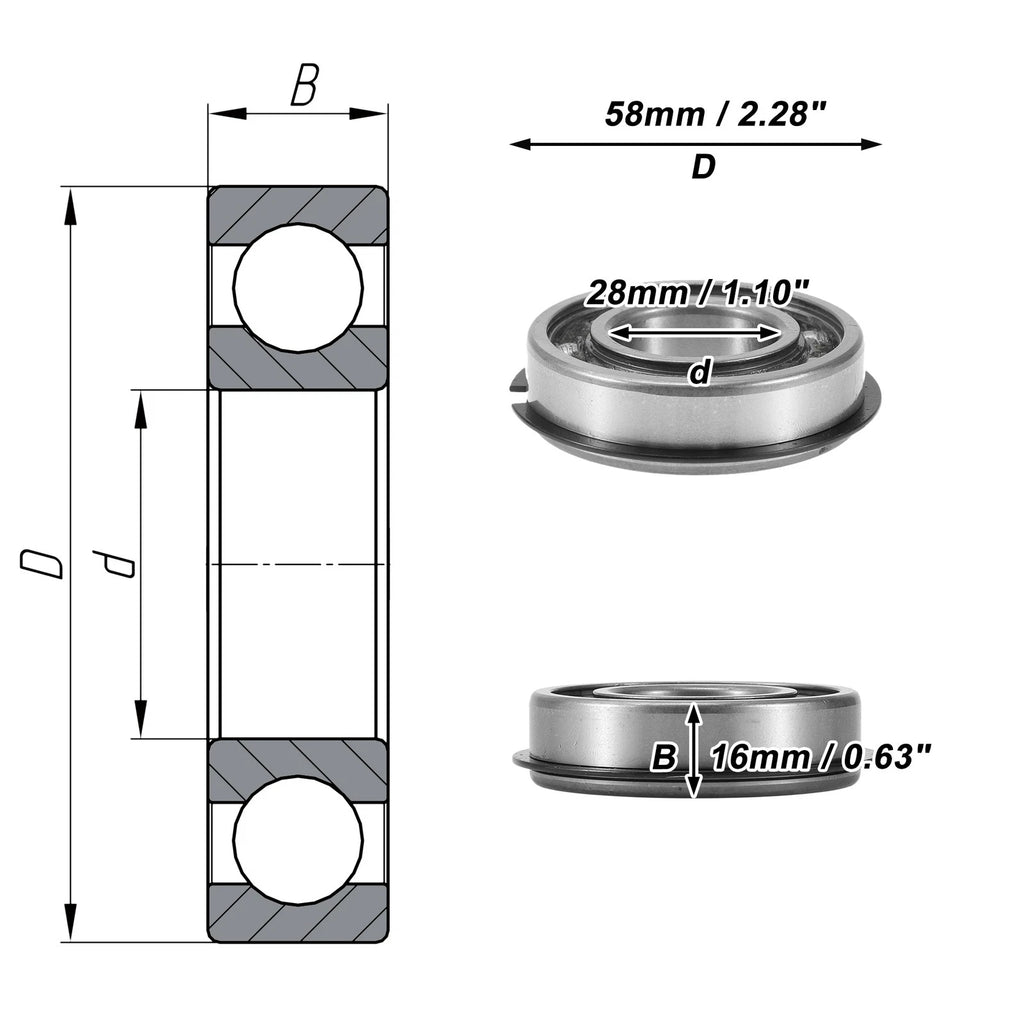 Deep Groove Ball Bearing 28x58x16mm for Scooter Skateboard (P0)