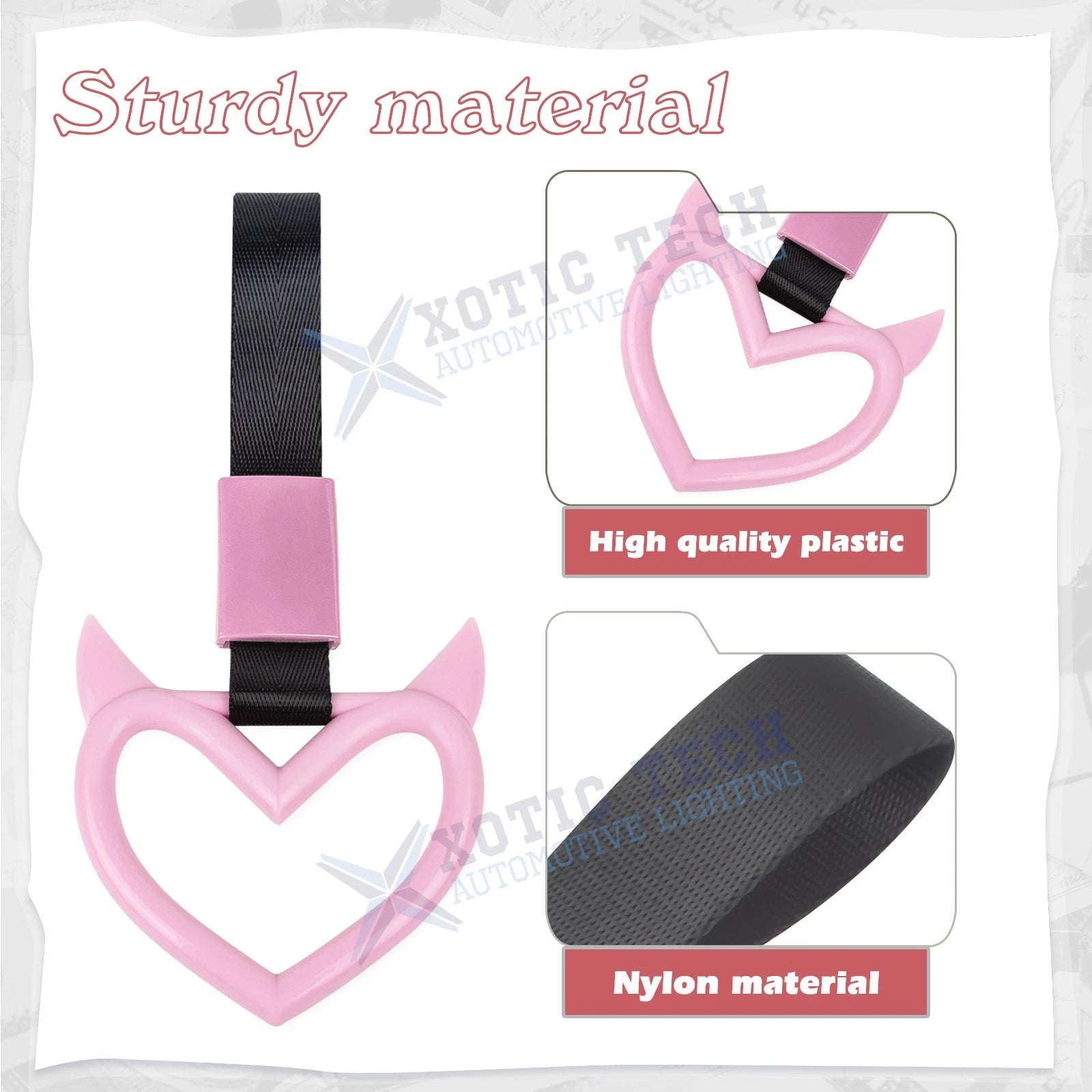 Pink Tsurikawa Devil Heart Hanger Ring for Japanese Car (Universal)