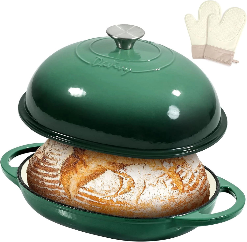 6QT Oval Dutch Oven with Silicone Mitts for Sourdough Bread (2023)