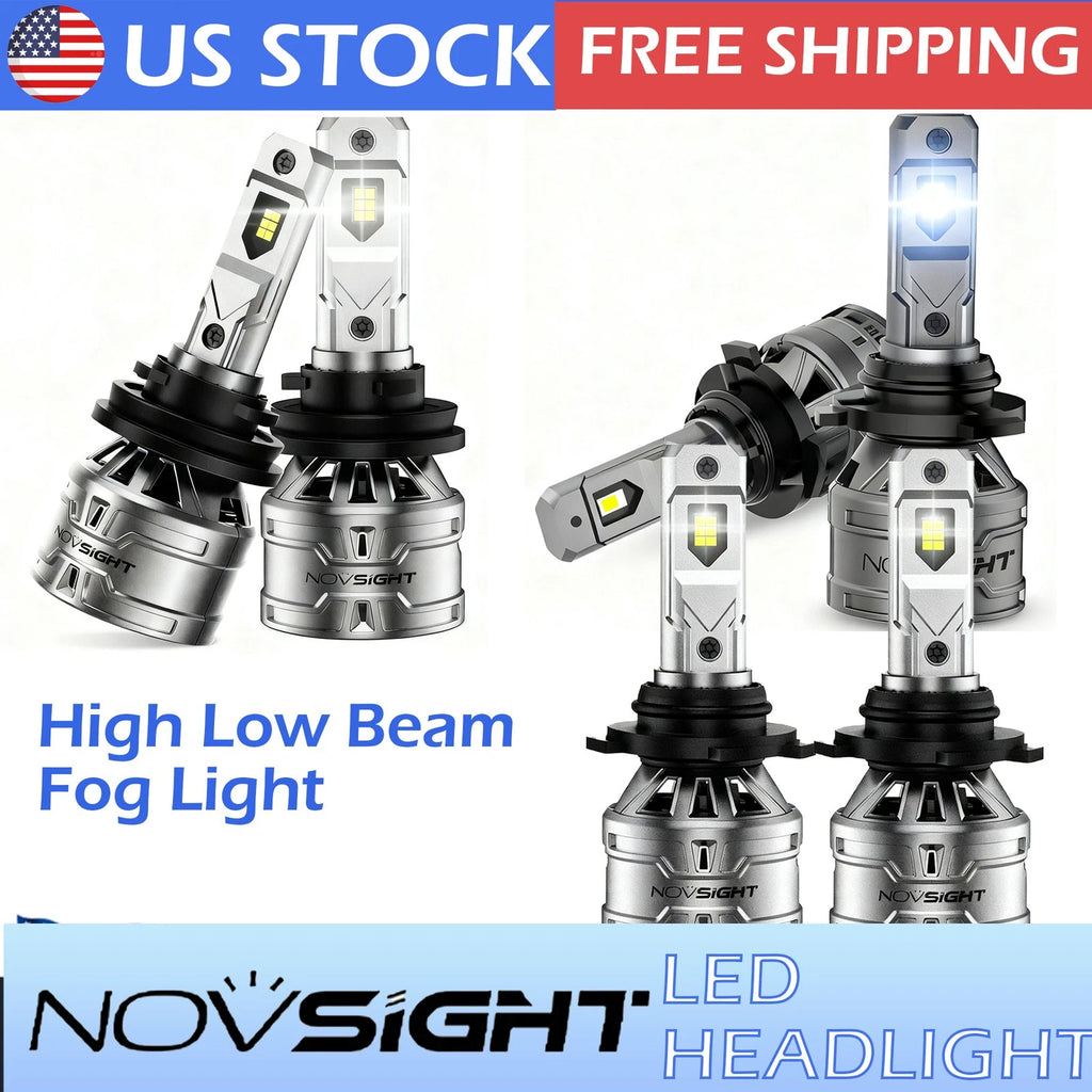 Set of 6 LED Headlight & Fog Bulbs 9005 9006 H11 6500K for High Low Beam
