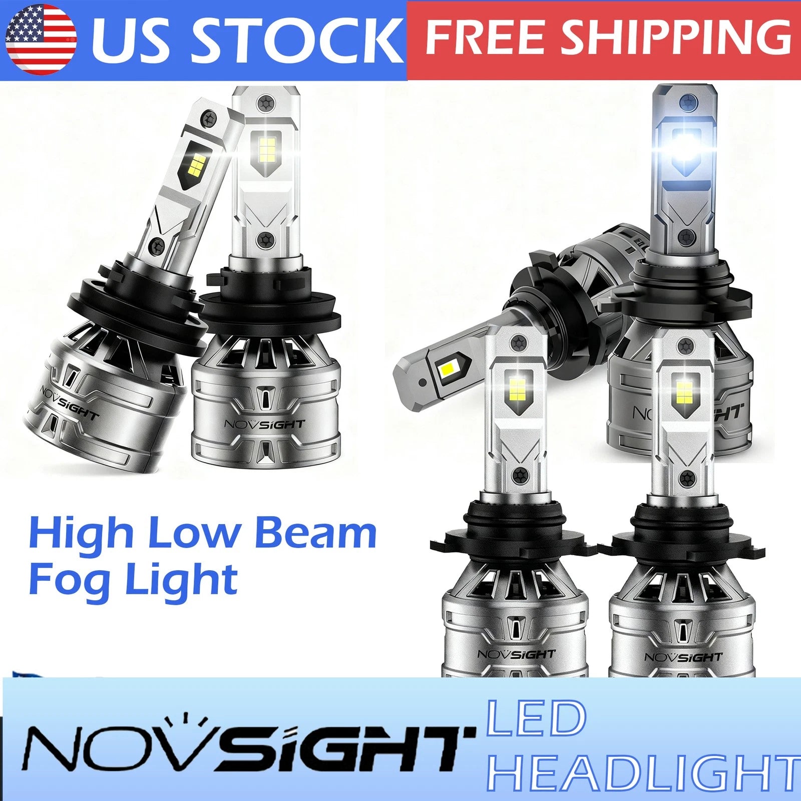 Set of 6 LED Headlight & Fog Bulbs 9005 9006 H11 6500K for High Low Beam