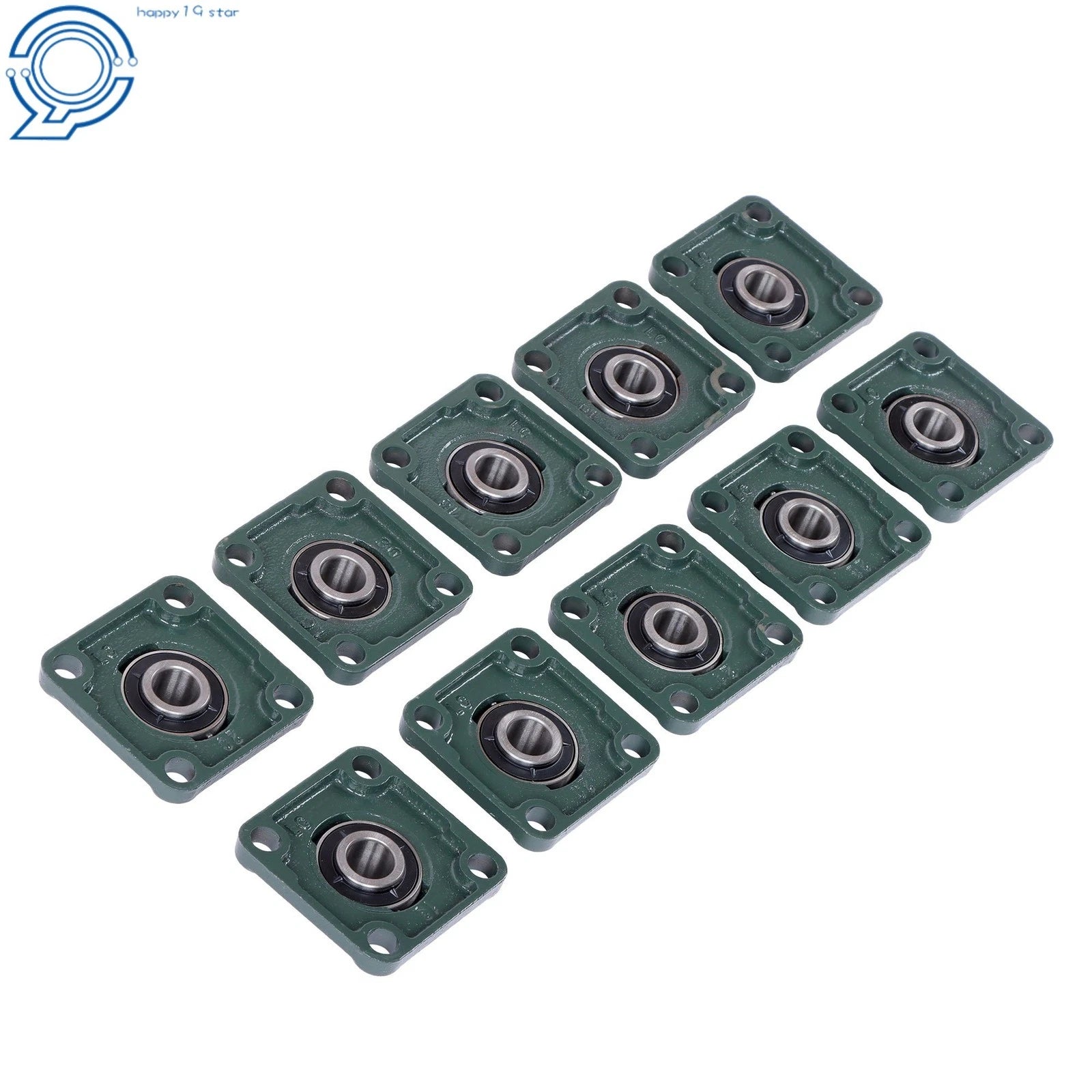 Set of 10 Pillow Block Bearings for UCF204 (Self-Alignment, 3/4" Bore)