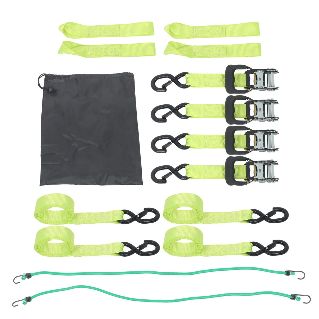 Set of 4 Ratchet Straps for Secure Cargo Tie-Downs