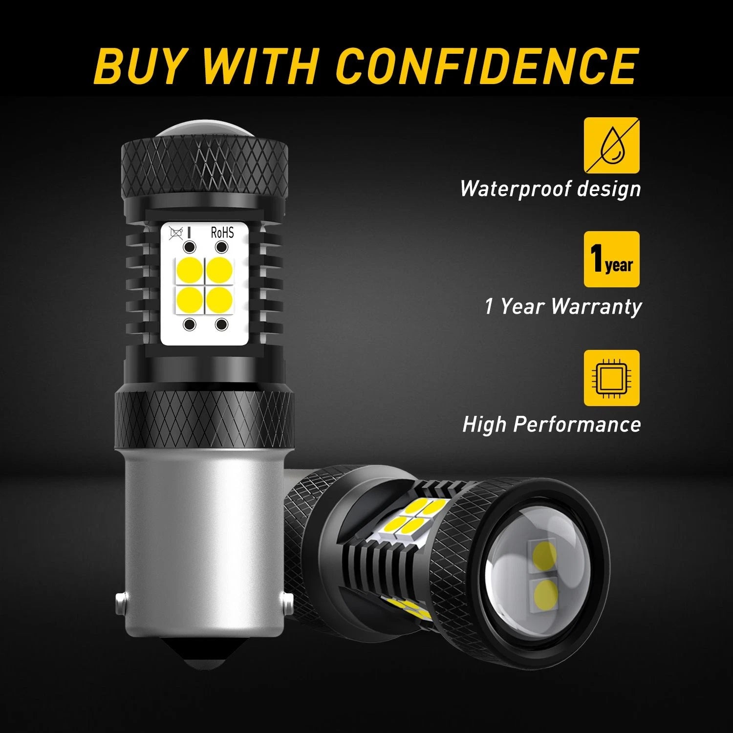 Set of 2 LED Bulbs Mini BA15S for Car (Fits Various Models)