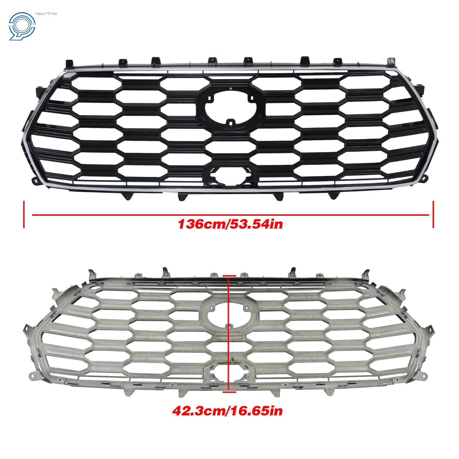 Plastic Black and Chrome Front Bumper Upper Grille for Toyota Sequoia (2023-2024)