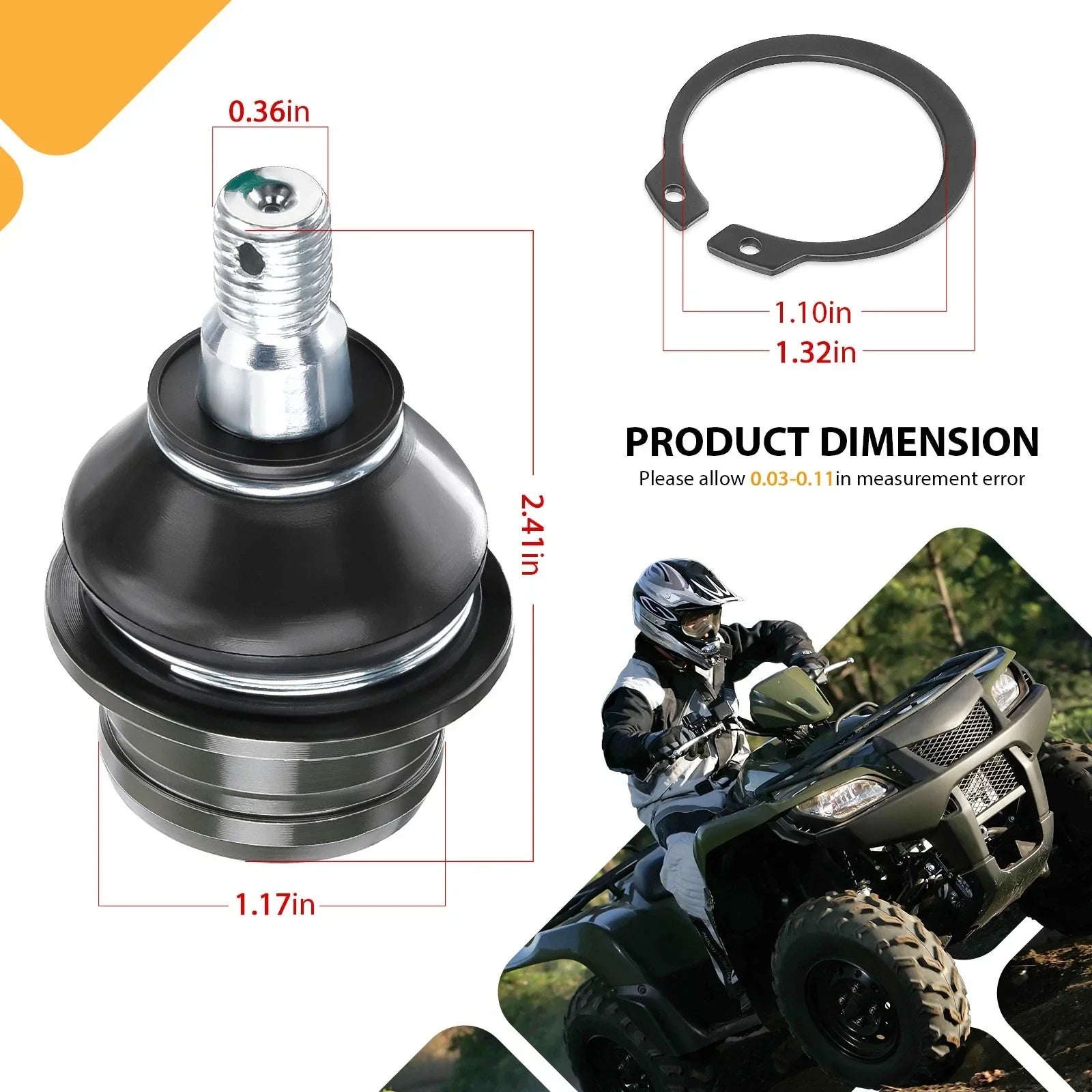 4x A-Arm Ball Joint for Suzuki KingQuad 450 500 700 750 (2005–2023)