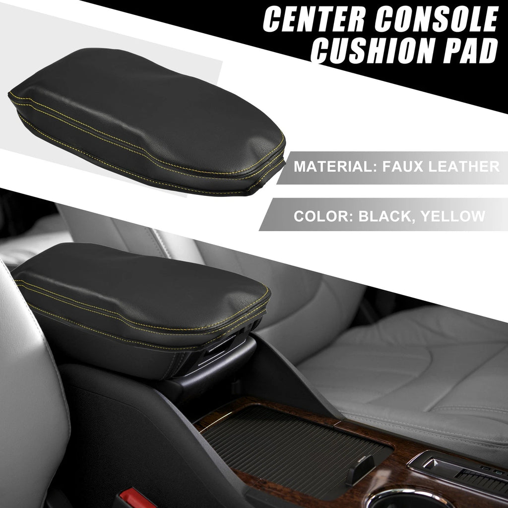 Center Console Armrest Cover for Toyota RAV4 (2019–2023) Black Yellow Stitches