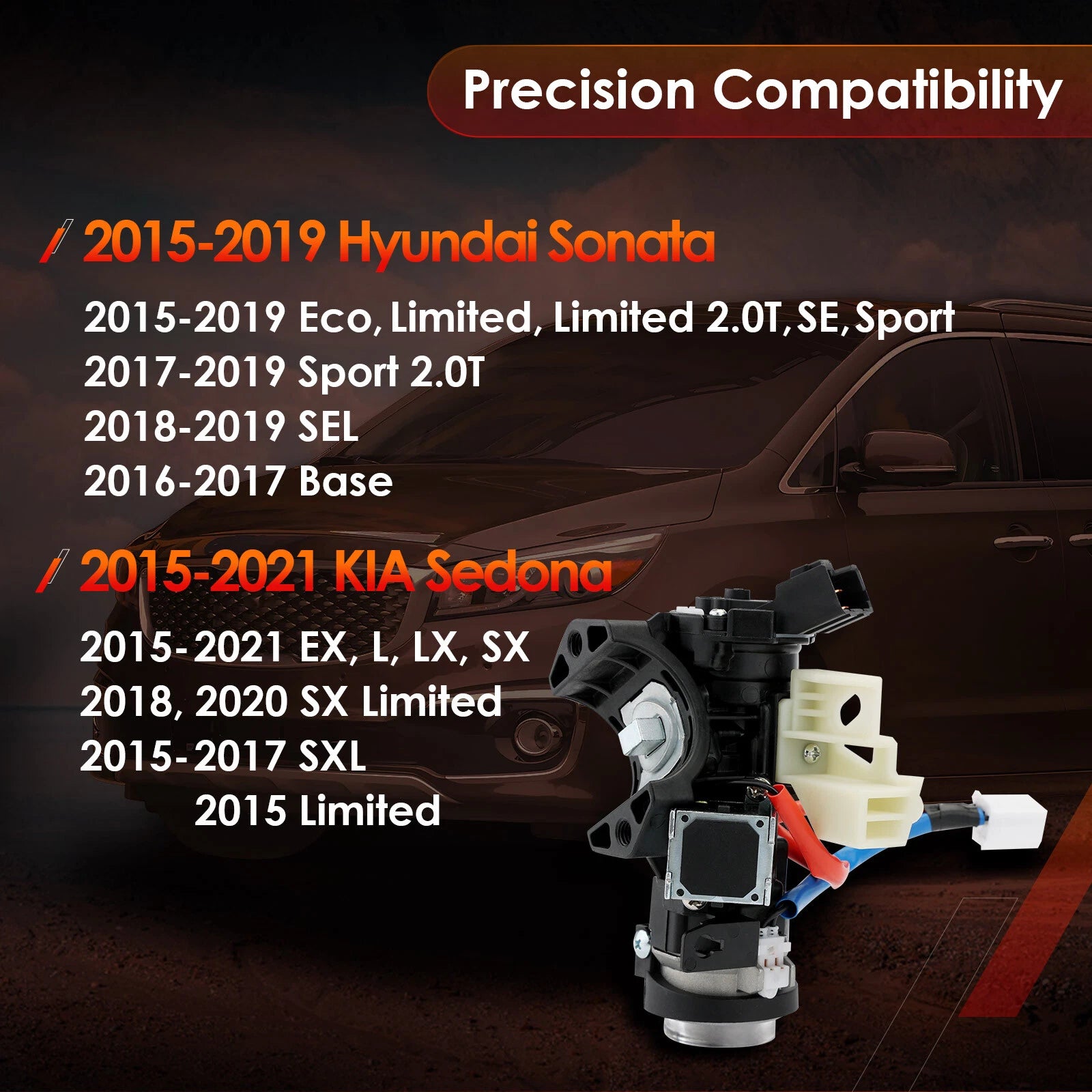 Ignition Lock Cylinder Switch & Housing w/ Keys for Kia Sedona (2015–2021)