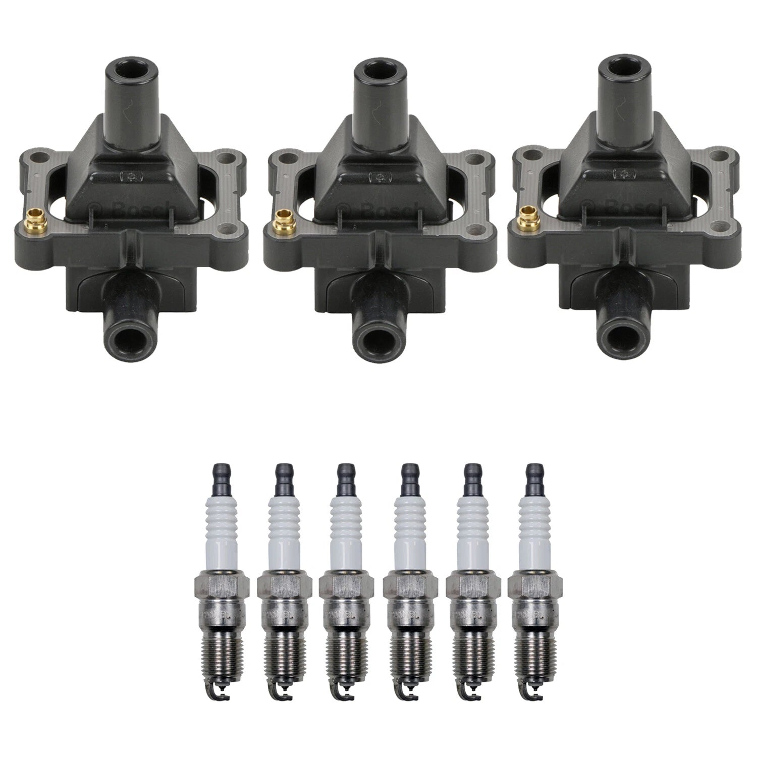 Set of 3 Ignition Coils & 6 Platinum Spark Plugs for Mercedes W124 300E (1986–1995)