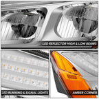 Pair of Chrome Housing Amber Corner LED Headlights for Freightliner Cascadia (2018–2024)