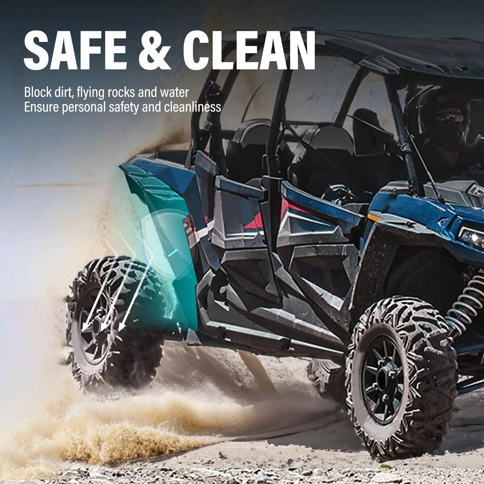 Set of 4 Extended Fender Flares Mud Flaps for Polaris RZR XP 1000 (2014–2022)