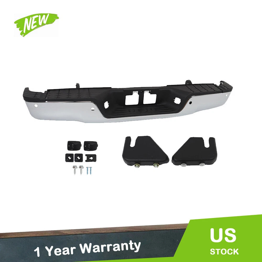 Chrome Rear Step Bumper Assembly with Sensor Holes for Toyota Tundra (2007–2013)