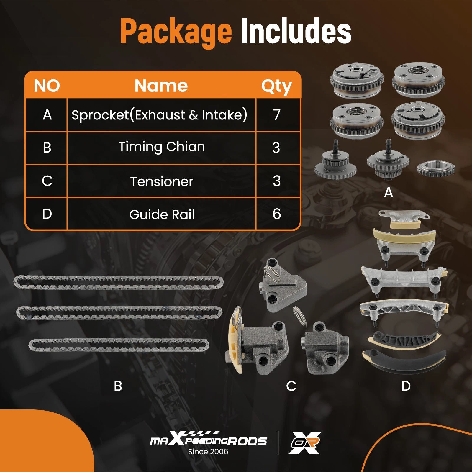 Timing Chain Kit & VVT Gears for Chevy Equinox Buick Enclave 3.6L V6 (2010–2017)