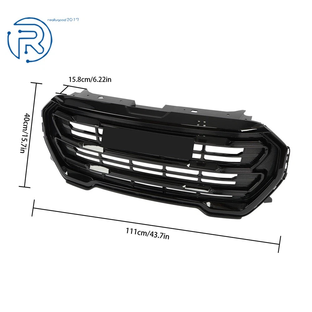 Front Bumper Grille for GMC Terrain AT4 (2022-2024) Glossy Black Plastic