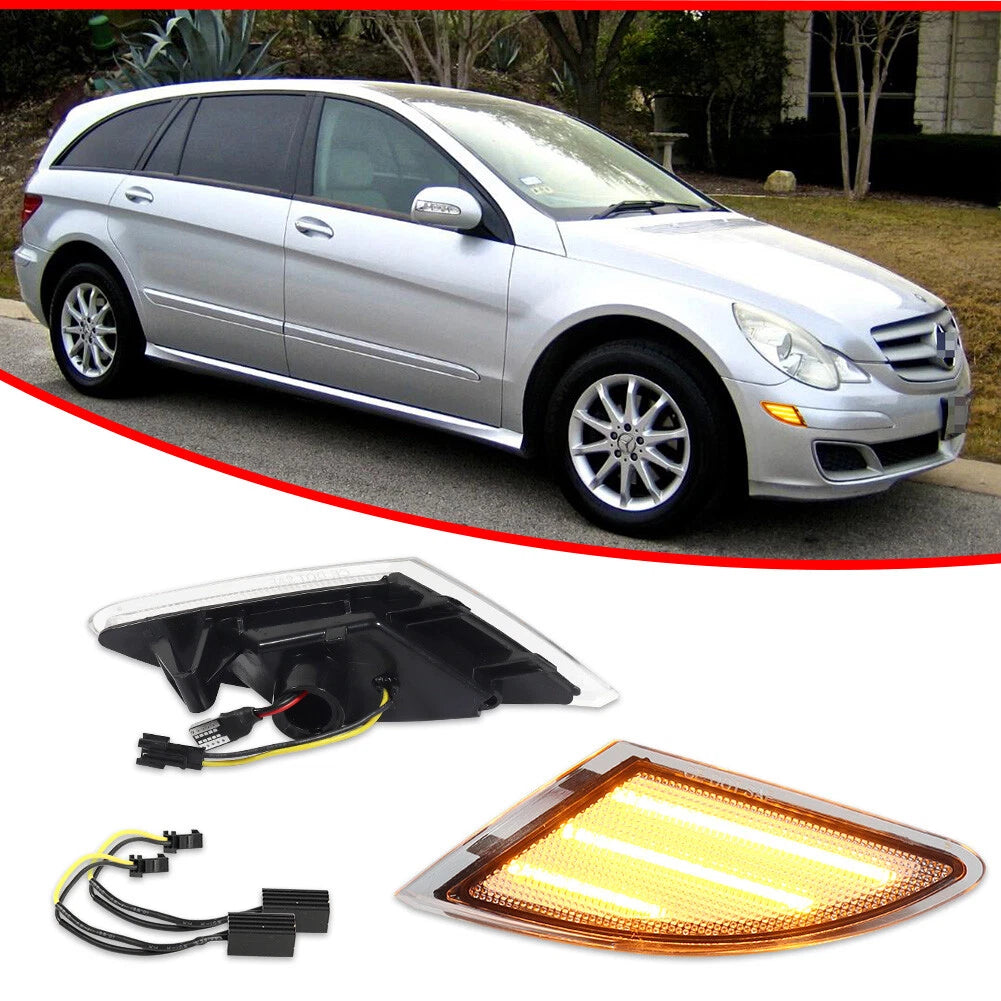 Clear Lens Amber LED Side Marker Lights for Mercedes W251 R-Class (2006–2010)