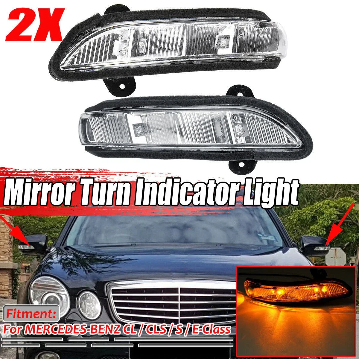 Pair Side Mirror Turn Signal Light for Mercedes CL CLS S E W211 (2002–2009)