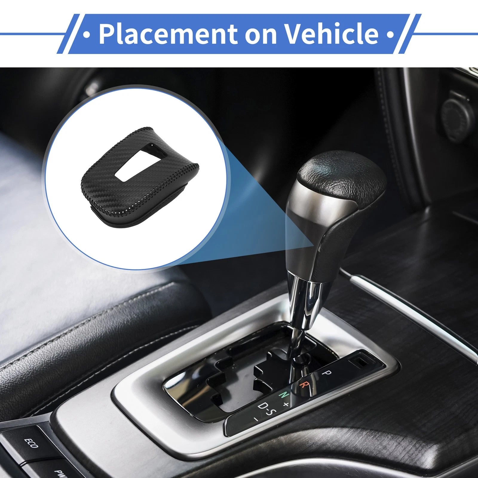 1 Pc Gear Shift Knob Cover for Mitsubishi Outlander (2013–2023) Black Carbon Fiber