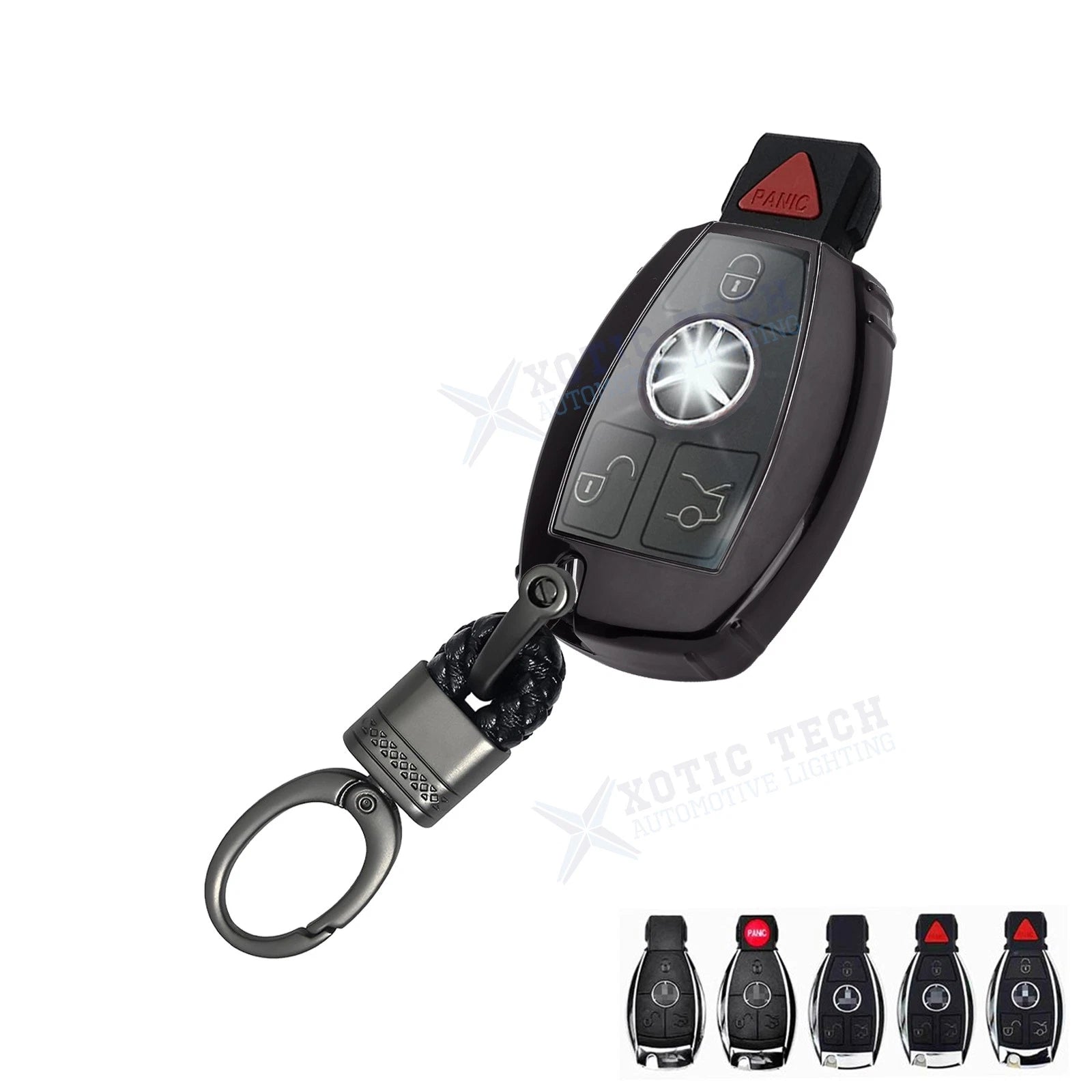 Smart Key Fob Holder Cover Chain for Mercedes-Benz C E S Class (2015–2024)