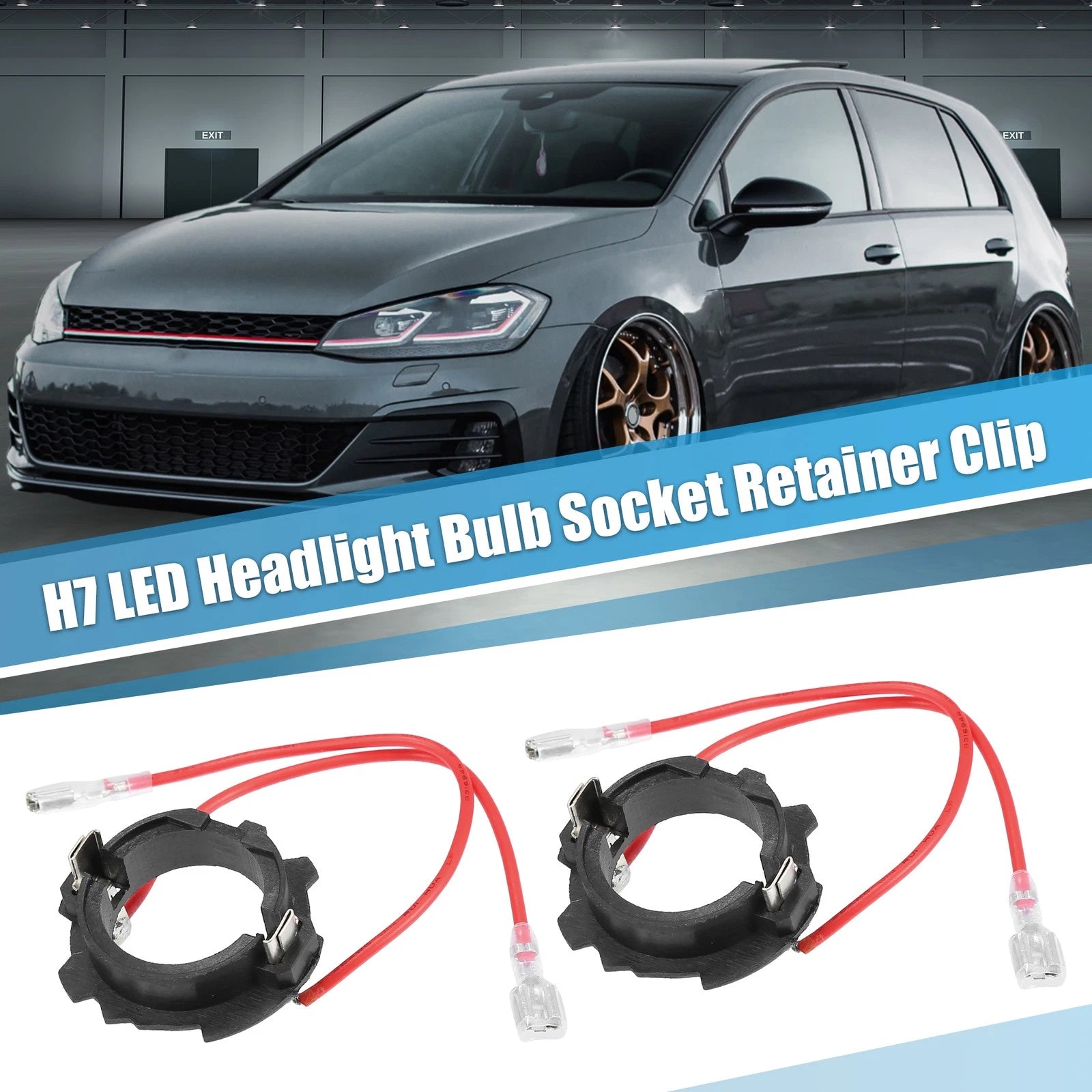 2X H7 LED Headlight Bulb Base Holder Adapters for Volkswagen GTI (2006–2019)