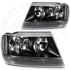 Pair Black Headlight Assembly for Jeep Grand Cherokee (1999–2004)