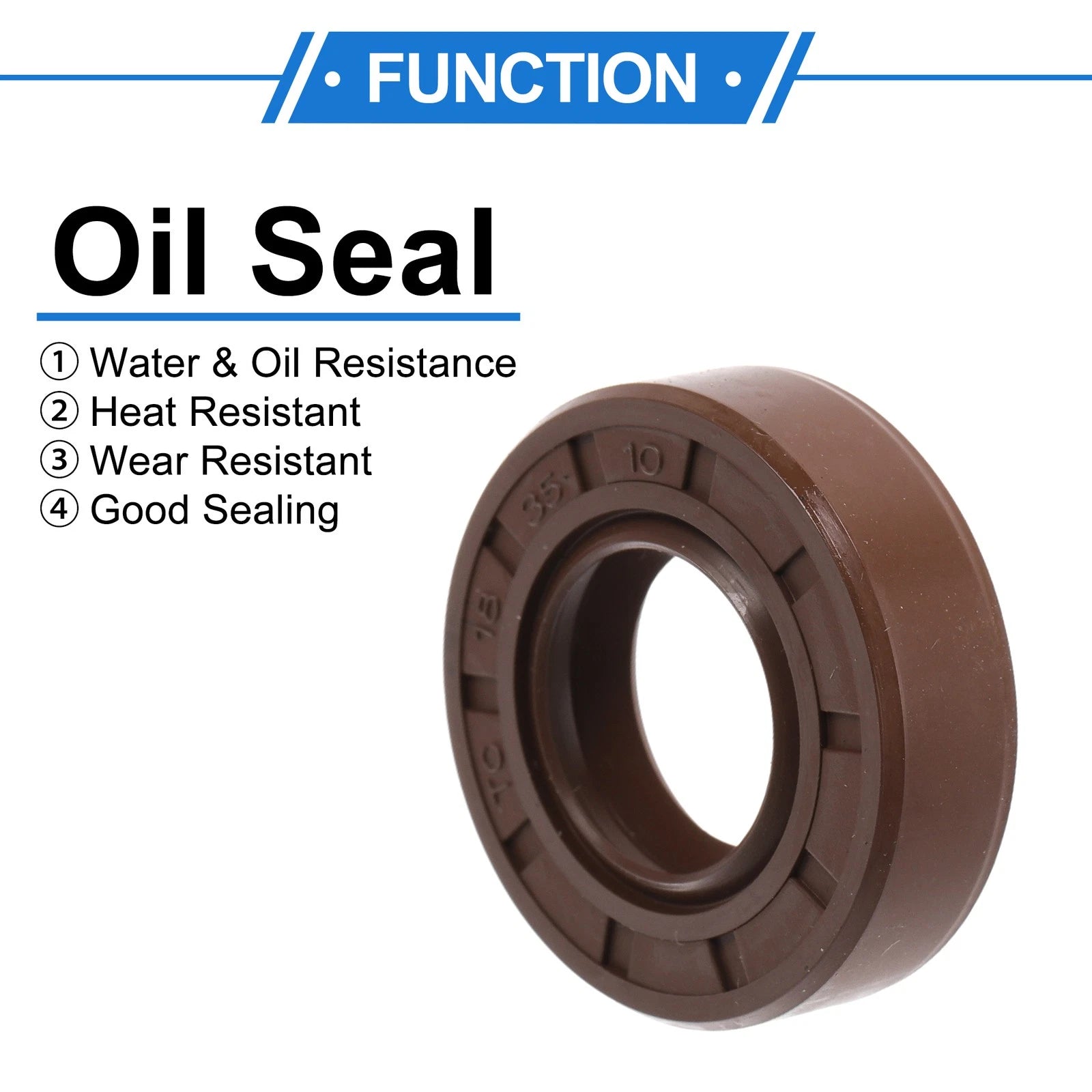 Set of 2 Oil Seal Rotary Shaft Seal FKM Rubber 18x35x10mm for Various Models