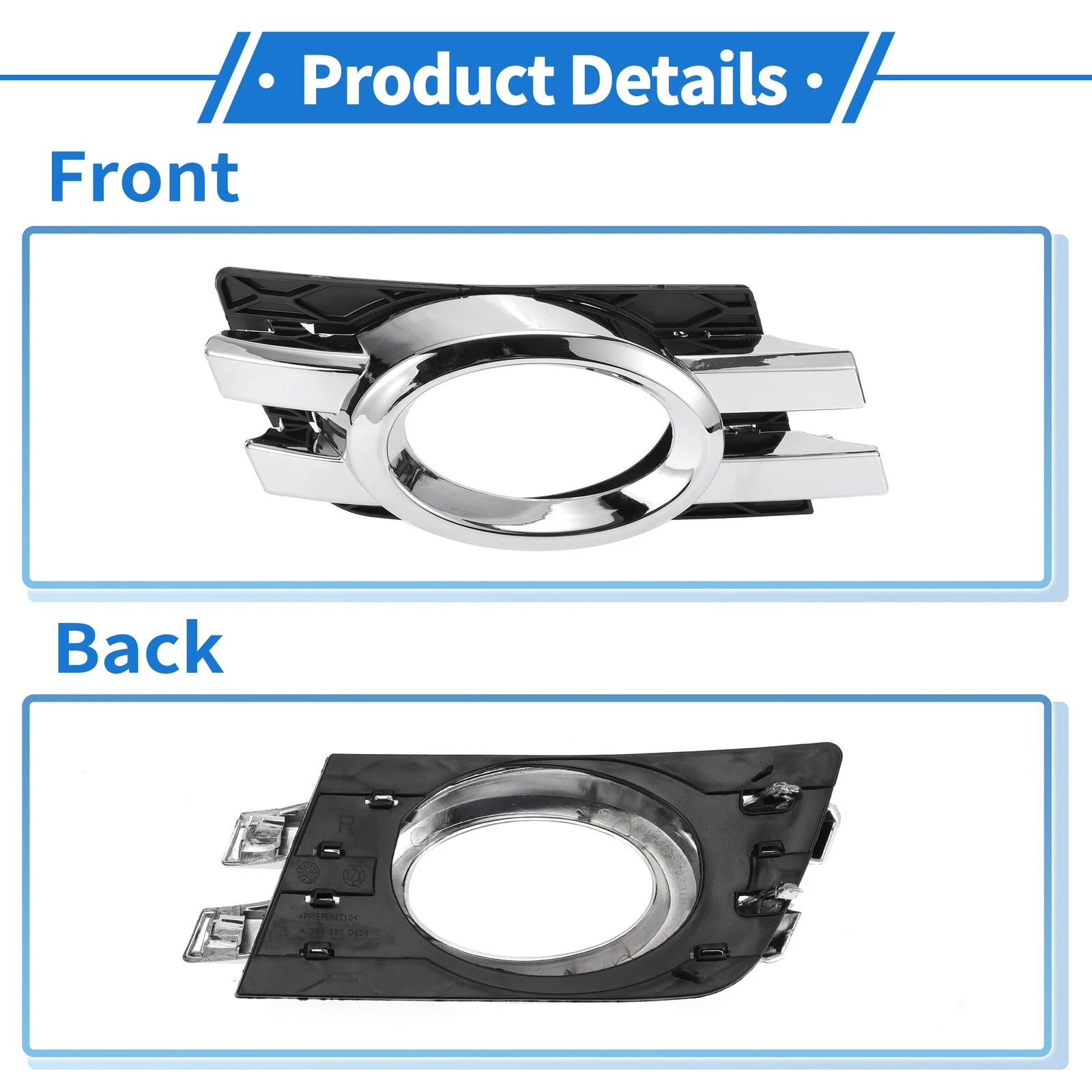 1 Pc Right Fog Light Grill for Mercedes-Benz (2006–2012) No. 1648800824 Silver Tone