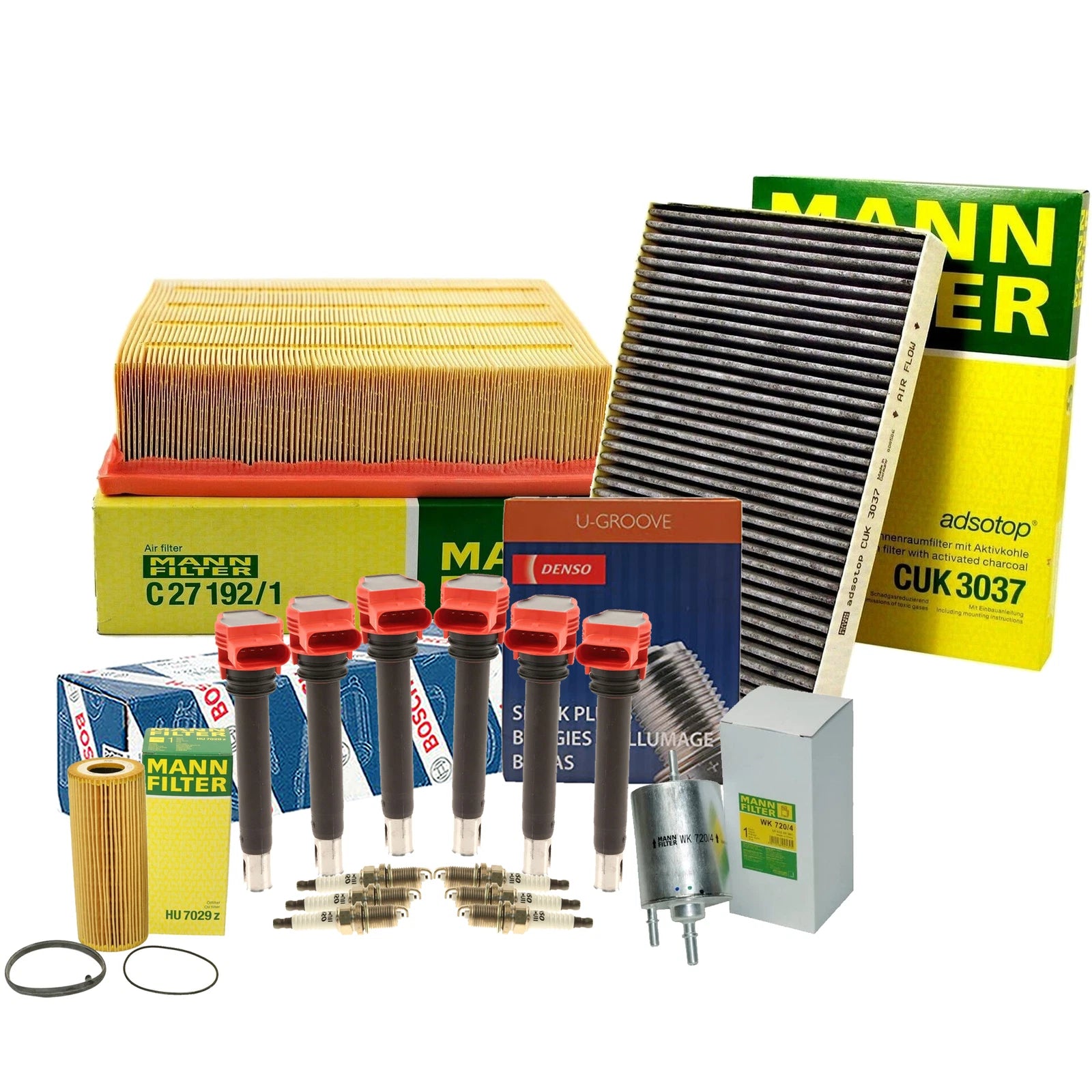 Set of 6 U-Groove Spark Plugs & Coils for Audi BKH