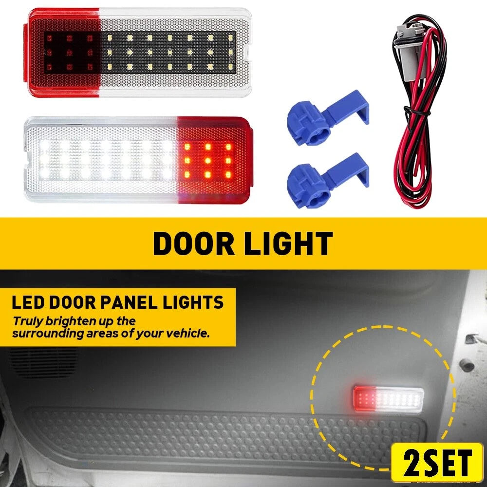 Set of 2 Red White Interior Door Panel Light Lamps for Ford F250 F350 (1999–2007)