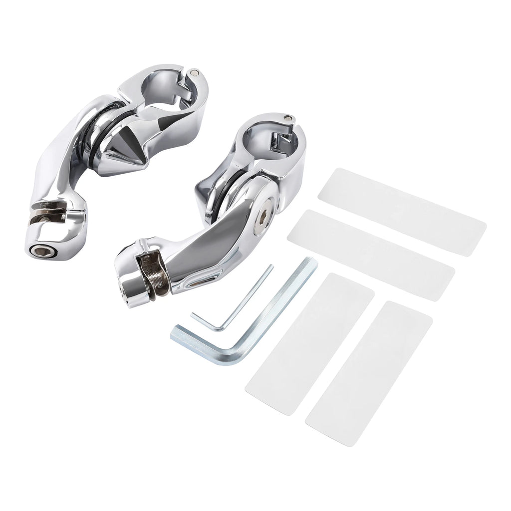 1 1/4" Chrome Adjustable Highway Short Angled Foot Pegs Mount Kit for Harley