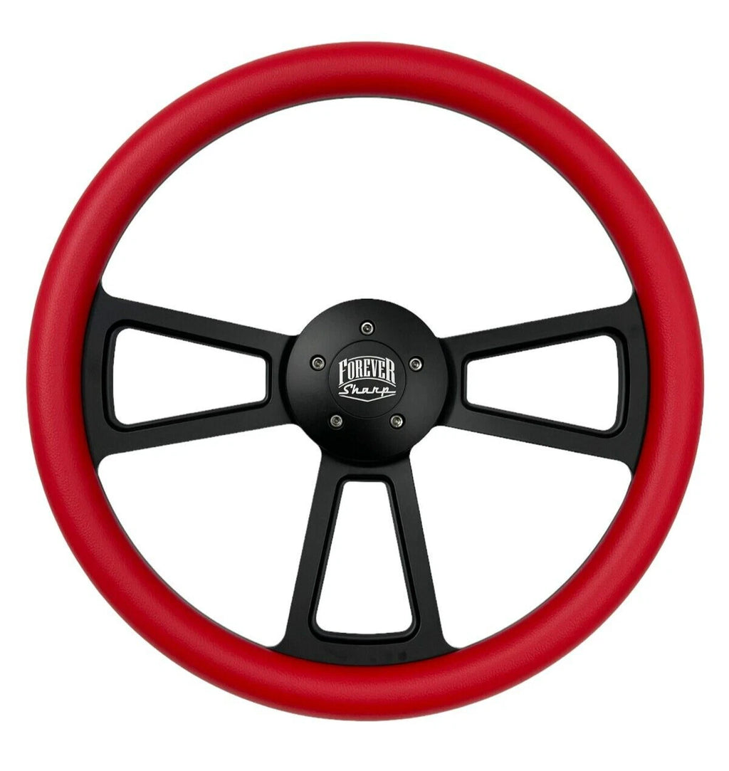 5 Hole Steering Wheel Wrap Black Red for Peterbilt Kenworth Freightliner (18")