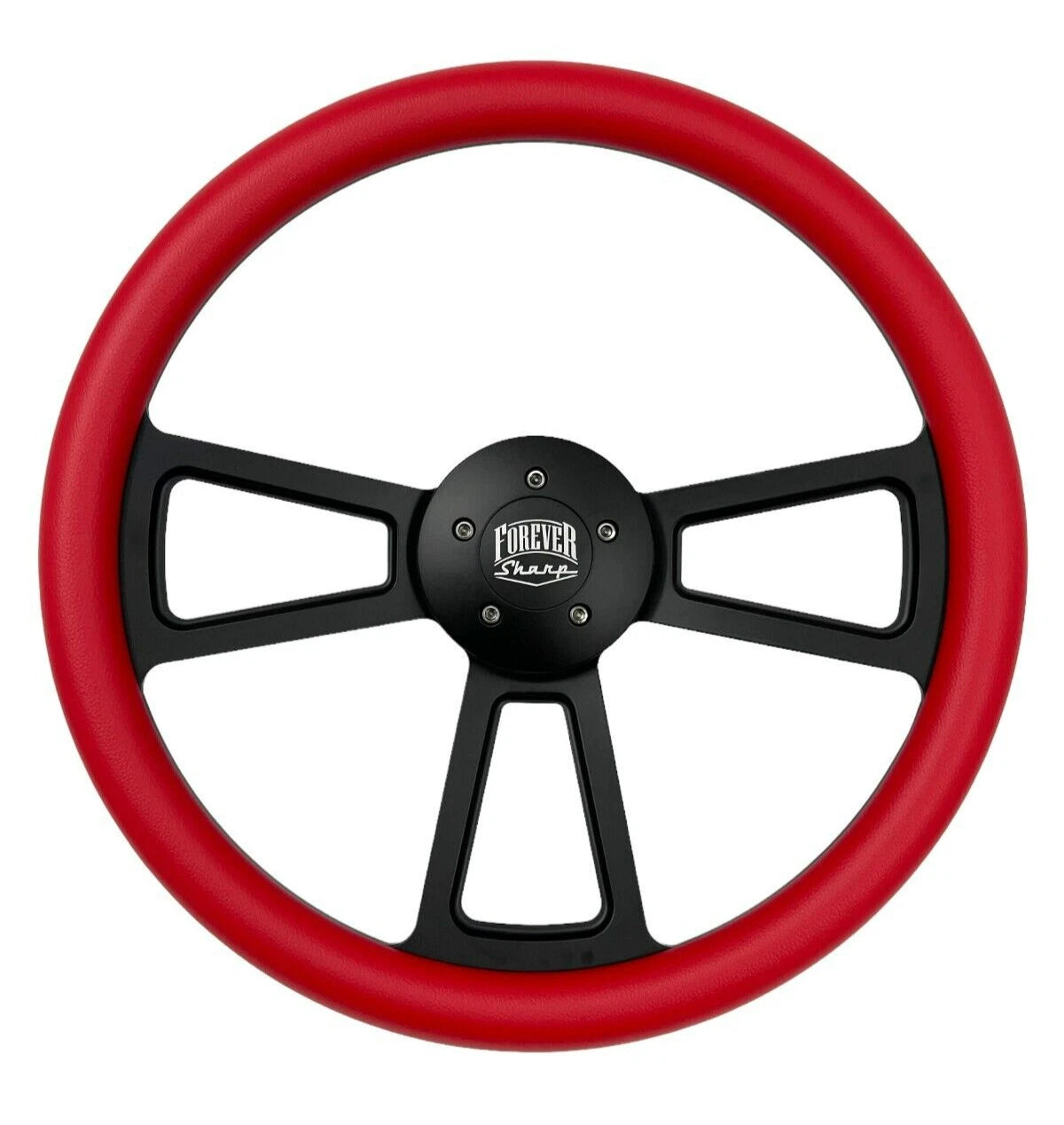 5 Hole Steering Wheel Wrap Black Red for Peterbilt Kenworth Freightliner (18")