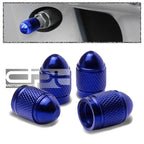 Set of 4 Aluminum Bullet Style Tire Rim Valve Air Port Cover Caps - Blue