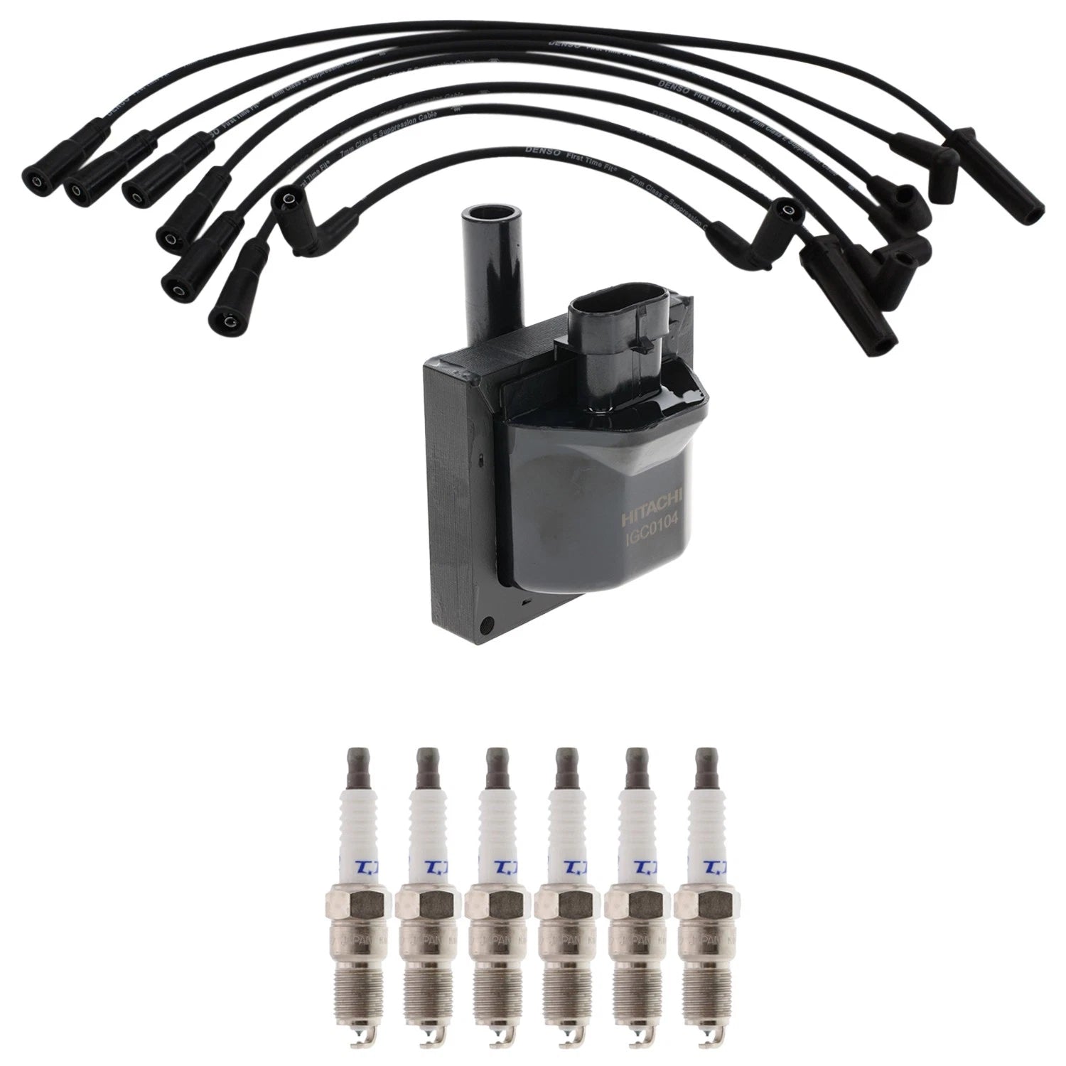 Ignition Coil & Spark Plug Wire Set for Astro V6 (1995–2005) - Hitachi, Denso