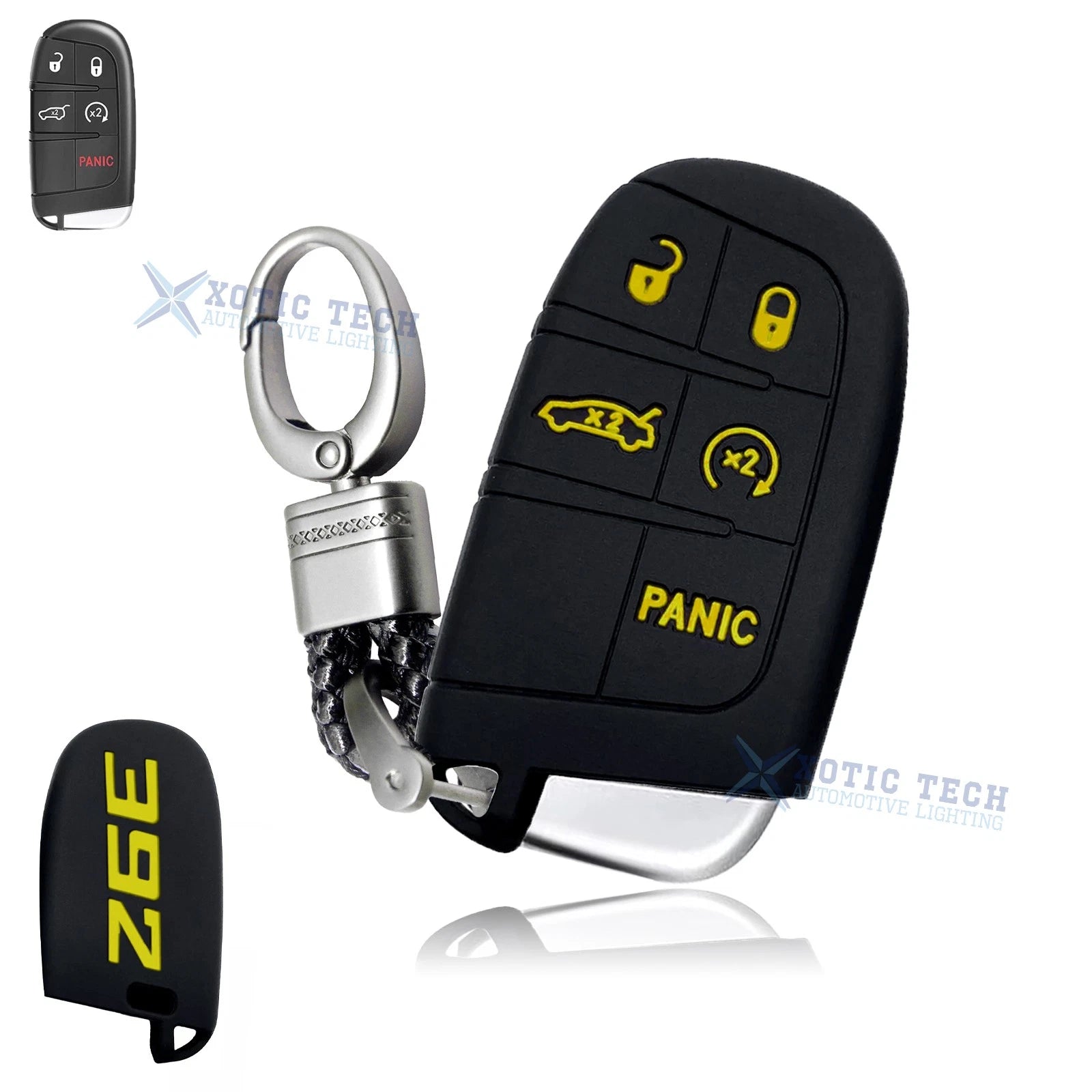 Silicone Remote Key Chain Shell Cover for Jeep Chrysler Dodge (2014–2024)