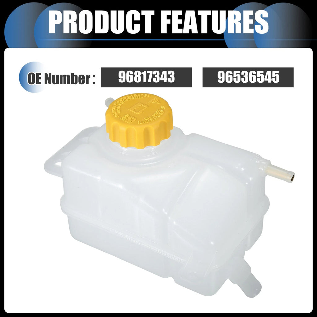 Set of 1 Coolant Expansion Overflow Tank W/ Cap No. 96817343 for Chevrolet Aveo (2004–2011)