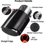 2.5" Carbon Fiber Inlet Exhaust Tip for Universal Fit (LED Light)