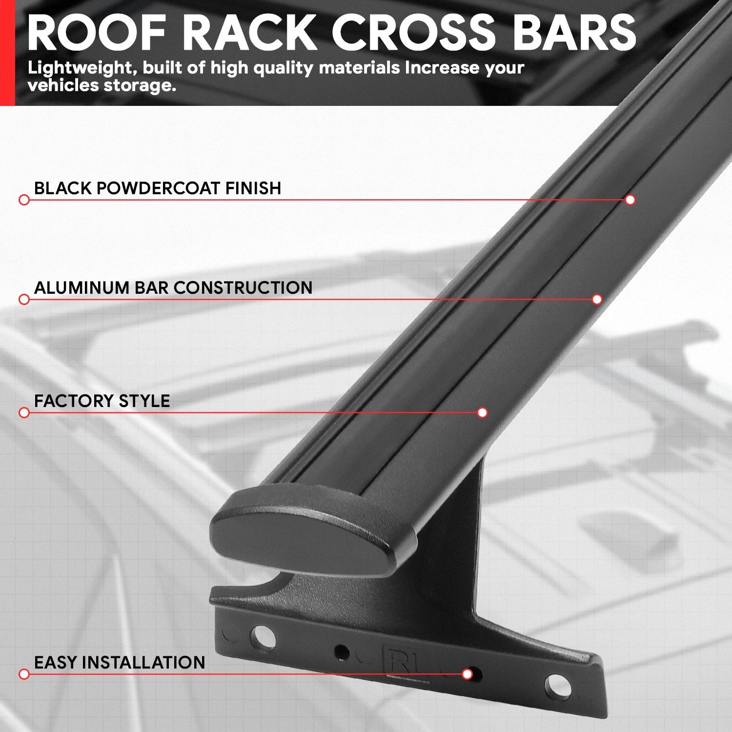 Set of 2 Black Aluminum Roof Rack Cross Bars for Equinox Terrain (2018–2024)