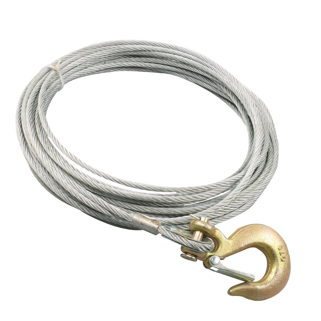 1/4" Galvanized Steel Winch Cable 50 Ft 7x19 Strands with 5/16" Hook