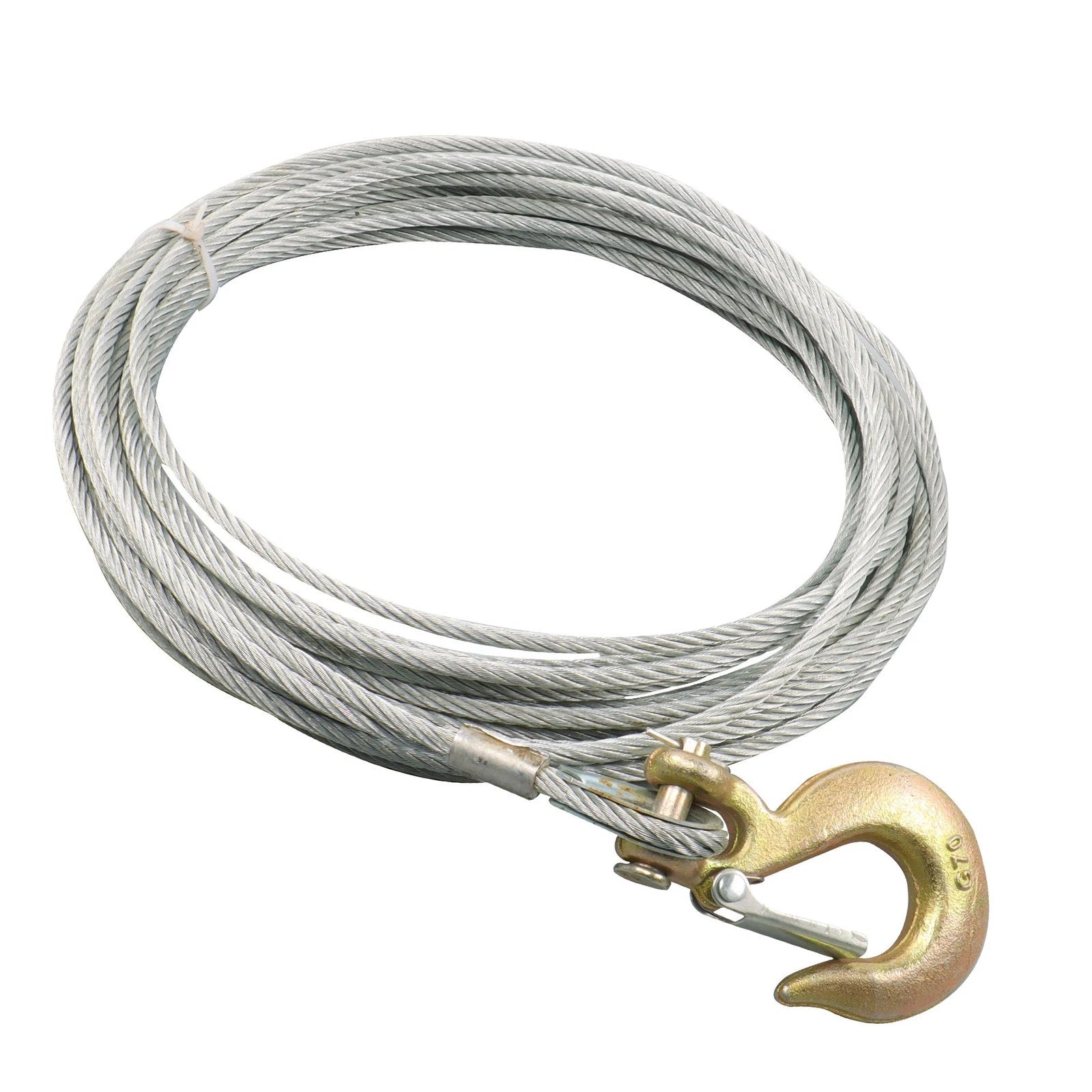 1/4" Galvanized Steel Winch Cable 50 Ft 7x19 Strands with 5/16" Hook