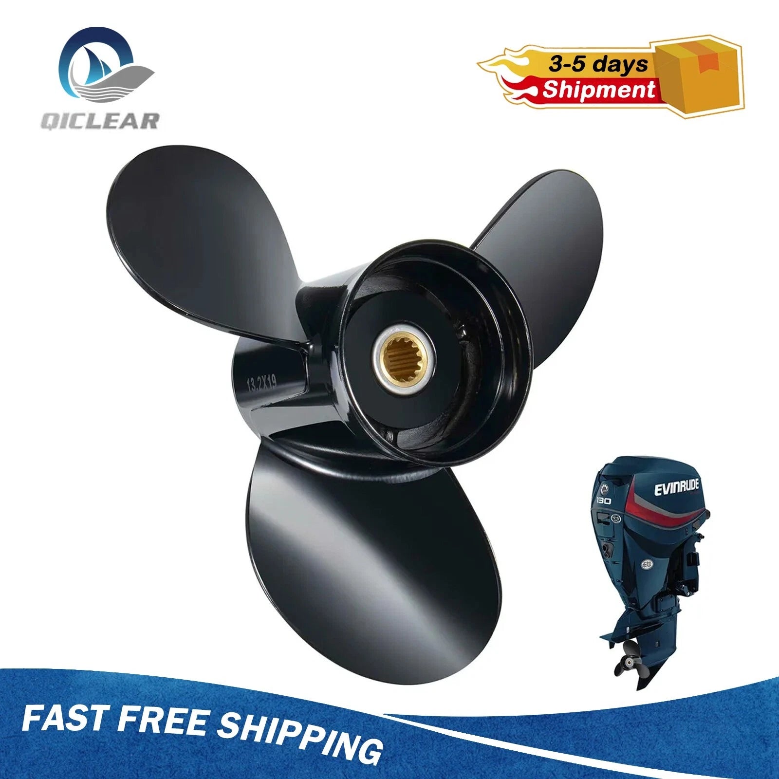 Propeller for Evinrude 13 Spline Tooth 765184 (40-140 HP, RH) (13.2 x 19)