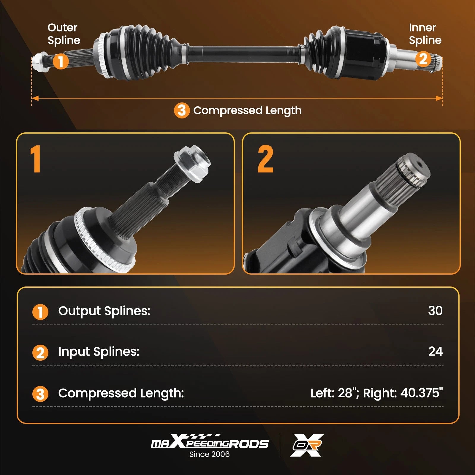 Pair CV Axle Shafts for Toyota Sienna (2004–2010)