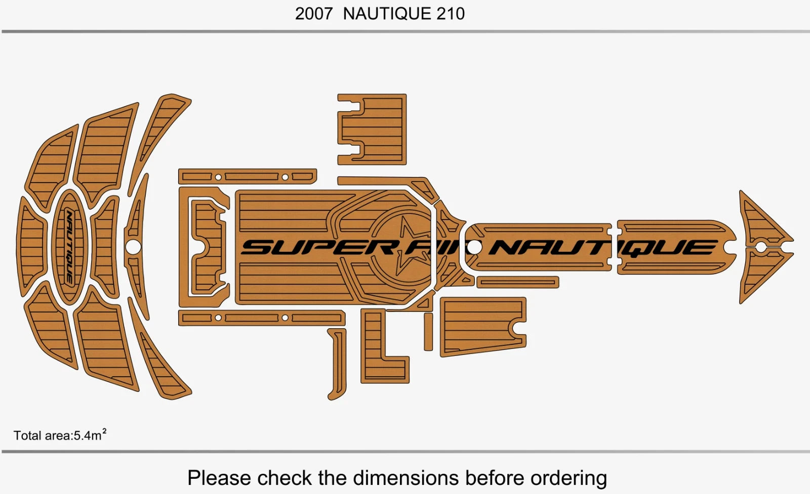 Swim Platform Cockpit Pad for Nautique 210 Super Air (2007) - EVA Foam Teak Deck