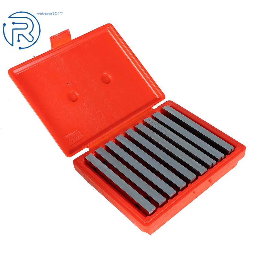 Set of 9 Steel Parallel Blocks for Precision Machining (6" Long, 1/4" Thick)